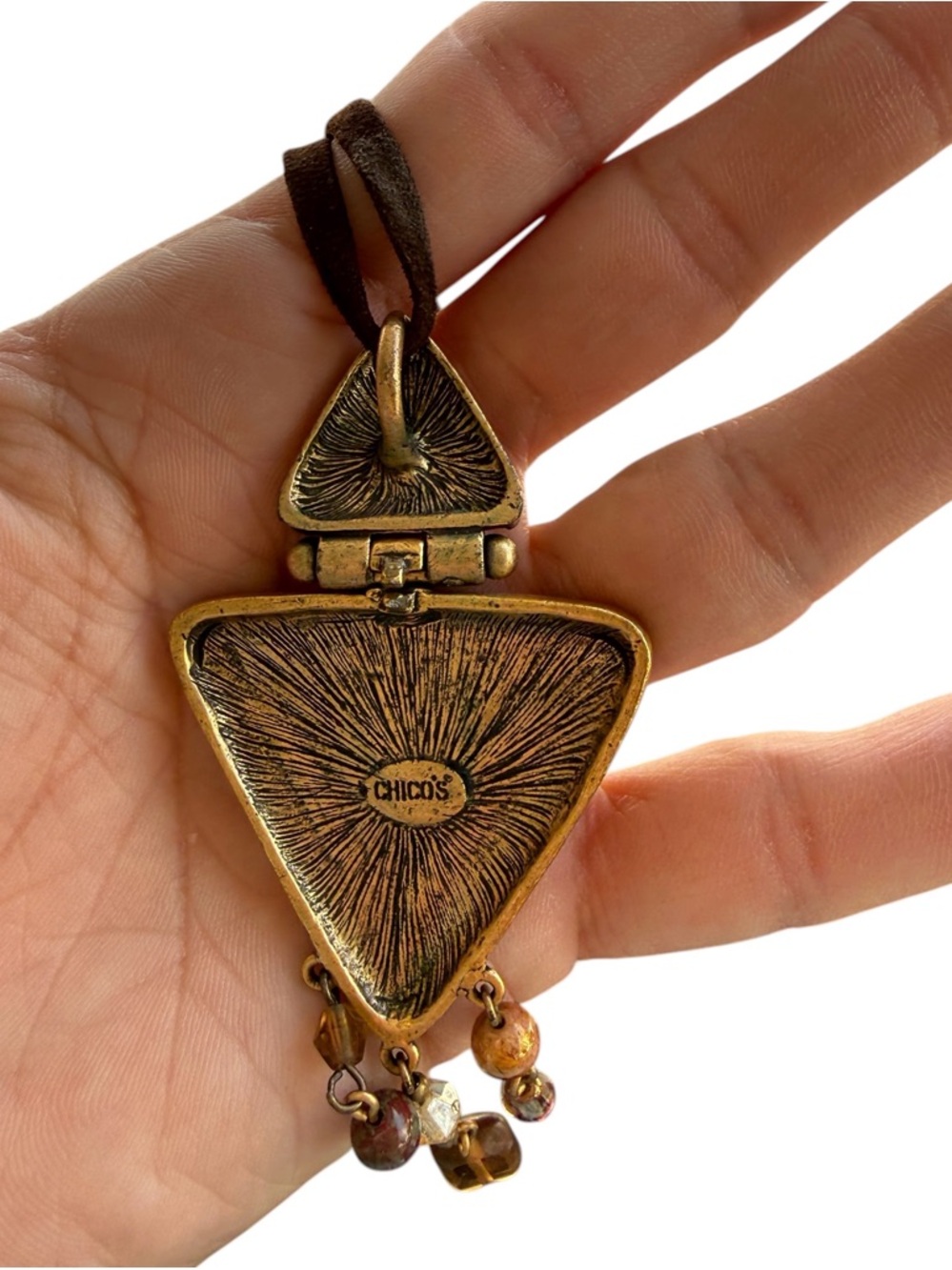 Chico’s Boho Brown Beaded Pendant Necklace - Artisan Style - Picture 5 of 8